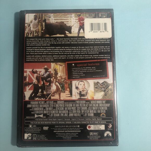 Jackass Number Two (Full Screen Edition) DVD,Steve-O,Johnny Knoxville NEW sealed - Picture 2 of 3